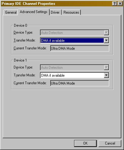 IDE Controller Advanced Settings